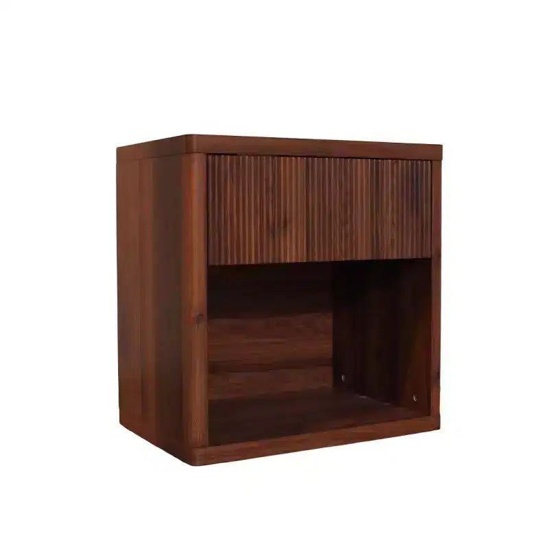 Table de chevet moderne cannelée avec tiroir de rangement, table d’appoint du milieu du siècle, pour la chambre ou le salon