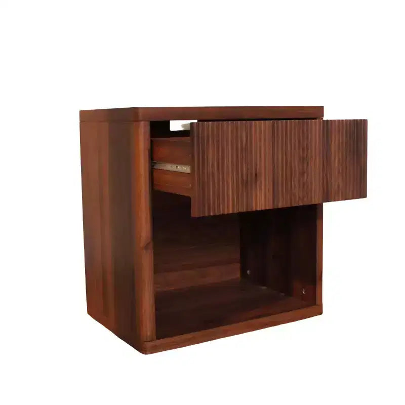 Table de chevet moderne cannelée avec tiroir de rangement, table d’appoint du milieu du siècle, pour la chambre ou le salon