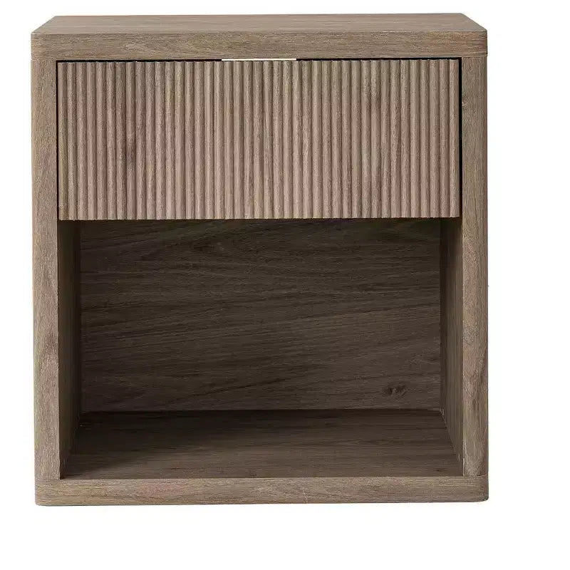 Table de chevet moderne cannelée avec tiroir de rangement, table d’appoint du milieu du siècle, pour la chambre ou le salon