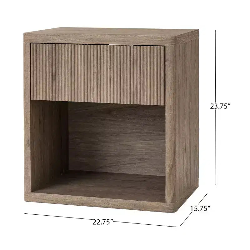 Table de chevet moderne cannelée avec tiroir de rangement, table d’appoint du milieu du siècle, pour la chambre ou le salon