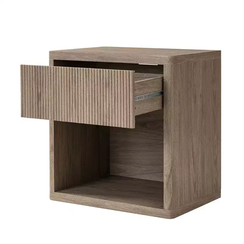 Table de chevet moderne cannelée avec tiroir de rangement, table d’appoint du milieu du siècle, pour la chambre ou le salon
