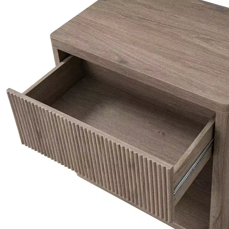Table de chevet moderne cannelée avec tiroir de rangement, table d’appoint du milieu du siècle, pour la chambre ou le salon
